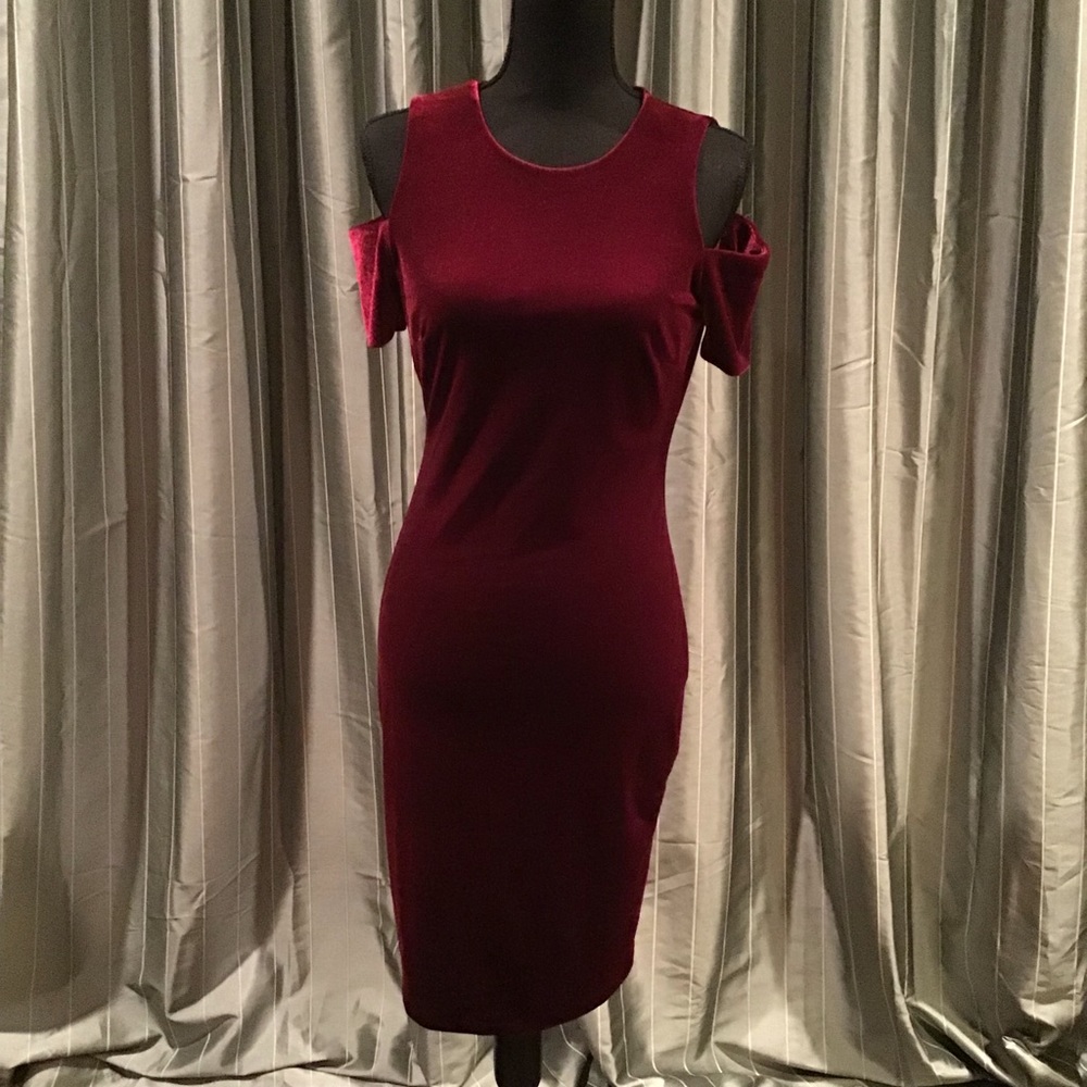 Calvin Klein Velvet Cold Shoulder Dress